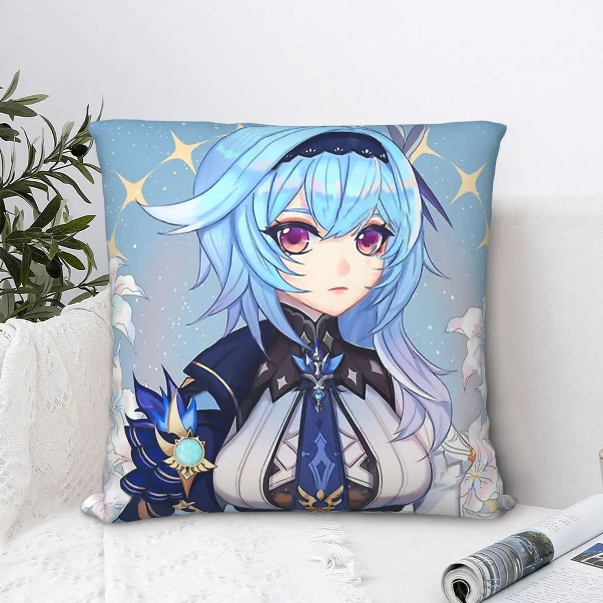 

Holy Eula Throw Pillow Case Genshin Impact Mobile Game Backpack Cushions Covers DIY Printed Washable Chair Decor