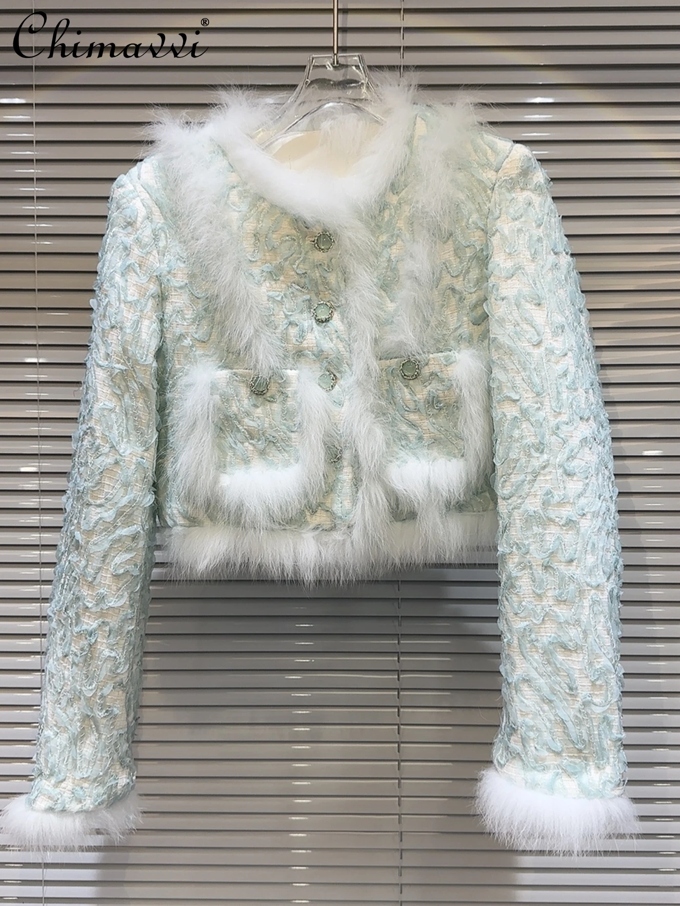 

Куртка женская твидовая с потертостями, модное свободное стеганое короткое пальто с длинным рукавом, лиса, зима 2023