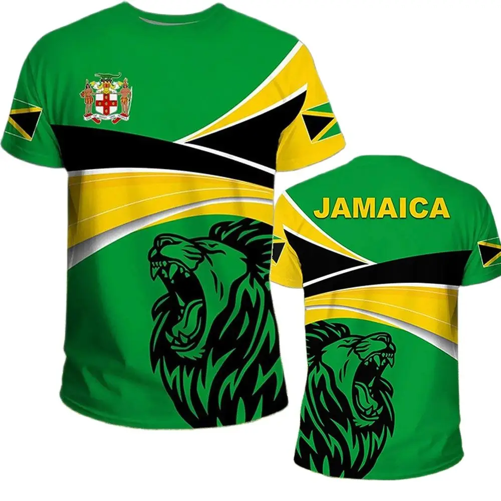 

New Jamaica Flag Lion 3D Printed T-shirt Men WomenTshirt Summer Jamaica National Emblem Harajuku Streetwear Tops XXS-6XL