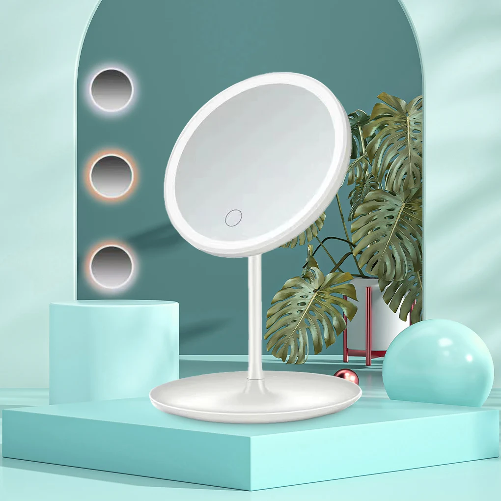 

Led Light Makeup Mirror Storage LED Face Mirror Adjustable Touch Dimmer USB Led Vanity Mirror Table Desk Cosmetic Mirror