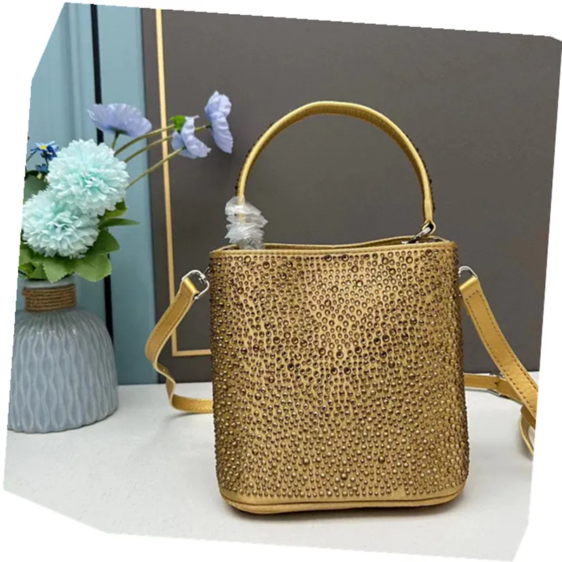 

Small Flash Diamond Bucket Bag High Quality Fashion Desinger Handbag Women Evening Party shoulder bag Cross-body Makeup Bags