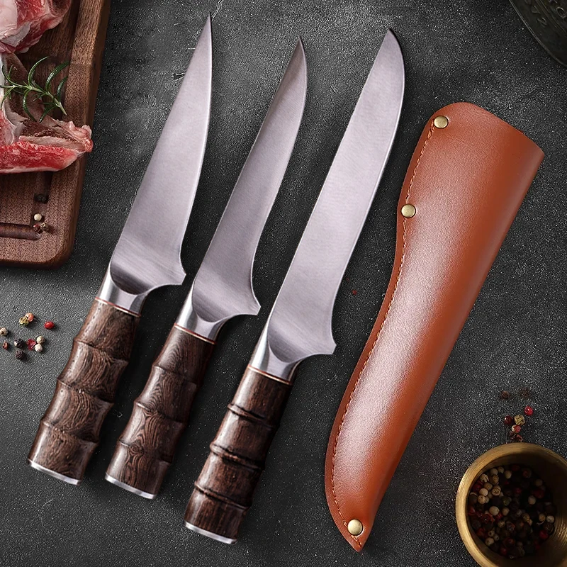 

Stainless Steel Hunting Knife Meat Cleaver Fruit Vegetables Slicing Knife Forged Chef Knife Set Boning Cooking Knives