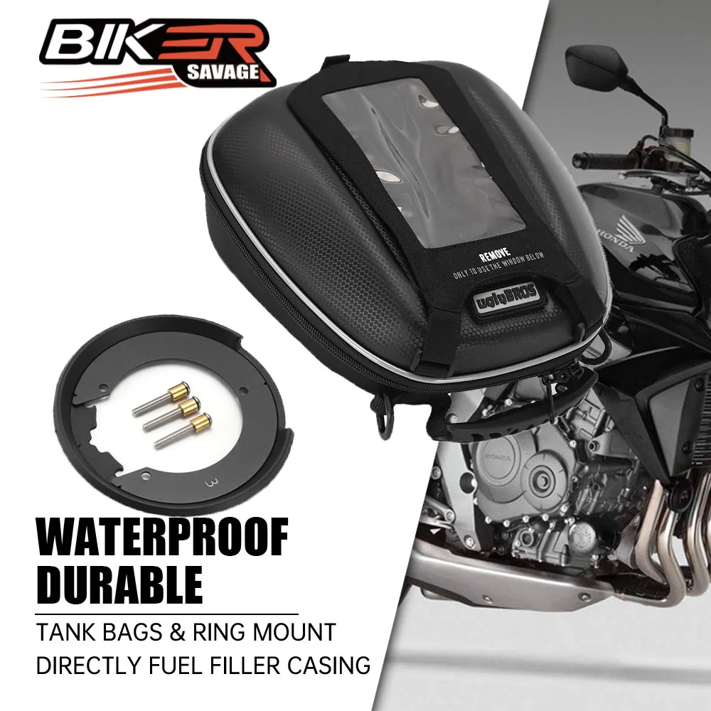 

For HONDA Waterproof Motorcycle Saddle Tank Bags & Ring Mount Directly Fuel Filler Casing GPS Phone Bigger Window Luggage