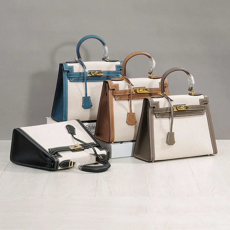 

Women Bags Luxury Tote Handbags Brand Designer Shoulder Crossbody Bag Leather Canvas Stitching Fashion Lady Birkin Kelly Bag Sac