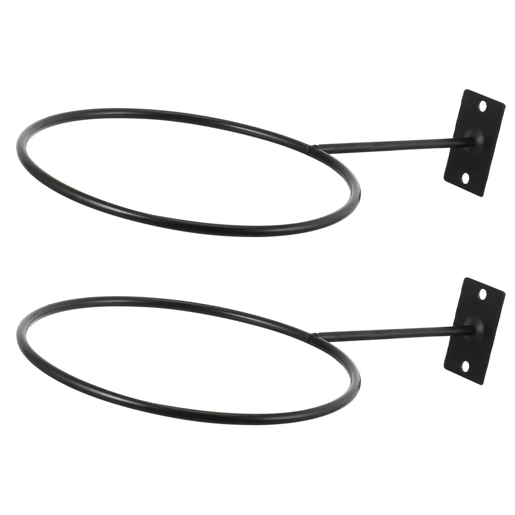 

2 Pcs Ball Bracket Basketball Display Household Balls Hanging Wall Mounted Hoop Iron Hat