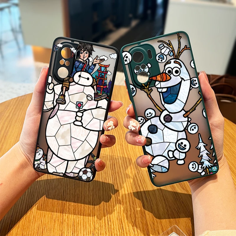 

Disney Frozen Anna Elsa Frosted Translucent Case For Redmi Note 11 10 9 8 Pro S T 5G 7 6 5 Redmi 9 A C T Matte Cover
