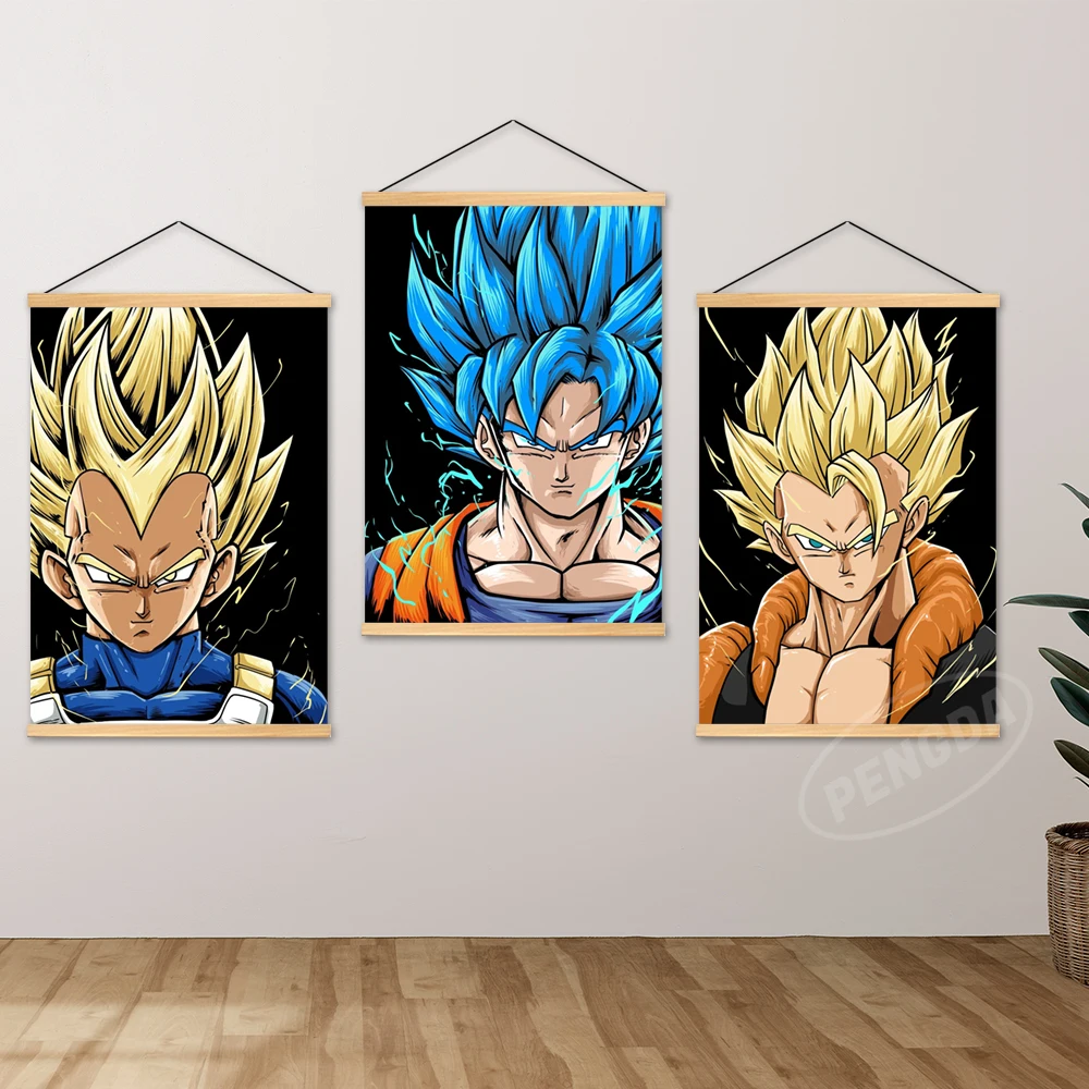 

Poster Anime Canvas Dragon Ball Print Goku Painting Vegeta IV Wall Art Super Saiyan Picture Son Gohan Home Decor Hanging Wooden