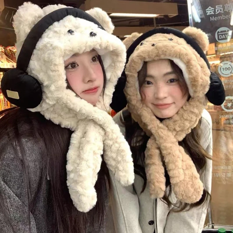 Популярная шапка-наушники для взрослых милая шапка с ушками собак теплая