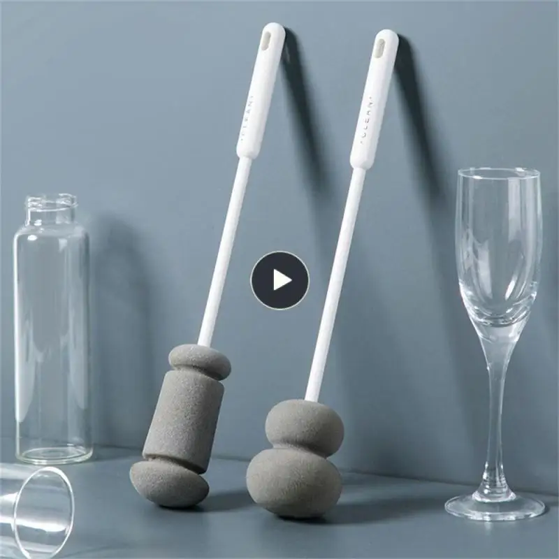 

New Household Bottle Brush Plastic Glass Bottle Brush Hanging Cup Brush Cleaning Tool Sponge Multifunctional Glass Cup Brush