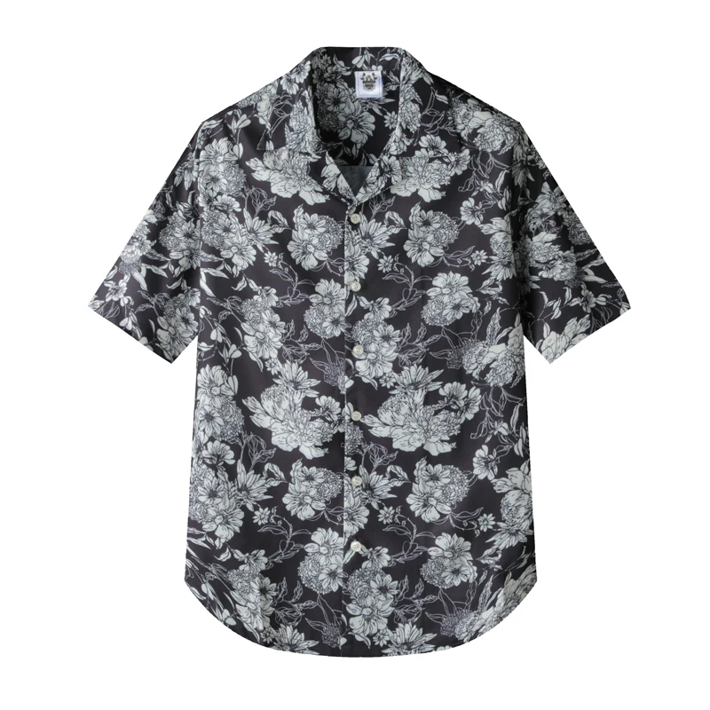 

European and American men's wear summer 2022 new Short-sleeved suit collar single breasted court print Fashion shirt
