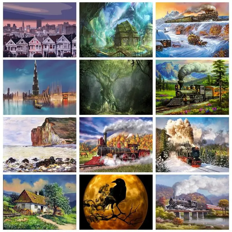 

GATYZTORY 40x50cm Diy Frame Painting By Numbers Handmade Canvas Painting Scenery Paintings Personalized Gift For Home Decoration