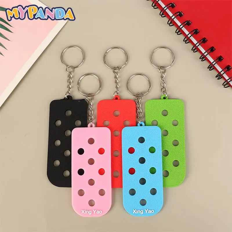 

1pc Rubber Keychain With Holes DIY Key Chain For Clogs Charms Jeans Storage Key Board Soft Key Ring Fit Clog Pins