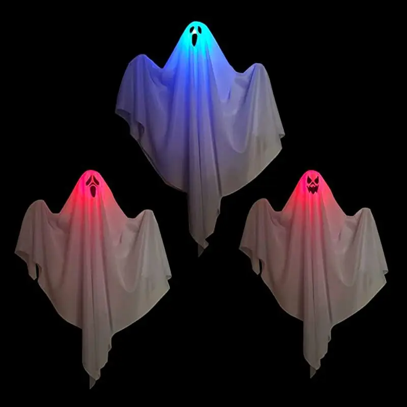 

3pcs/set Halloween Ghost Hanging Decorations Halloween Hanging Light Up White Flying Ghosts Tree Window Wall Ornament Scary