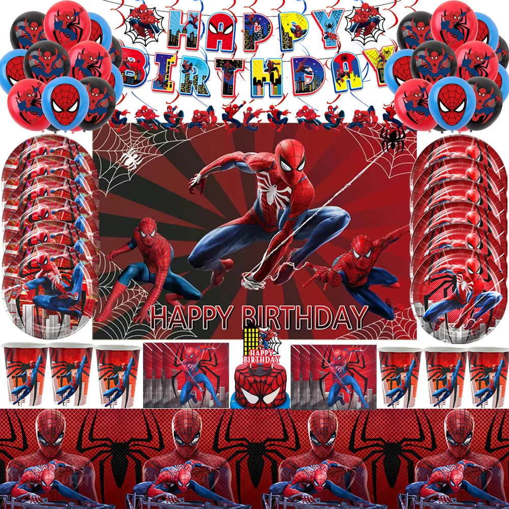 

Red Spiderman Birthday Party Decoration Disposable Paper Cup Plate Napkins Tablecloth for Boys Superhero Party Decor Supplies