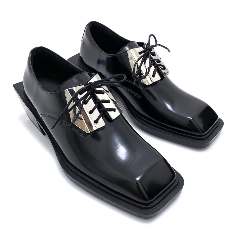 

Men Top Quality Genuine Leather Casual Derby Shoes Man High Heel Vintage Fashion Streetwear Punk Gothic Hip Hop Cowhide Shoes