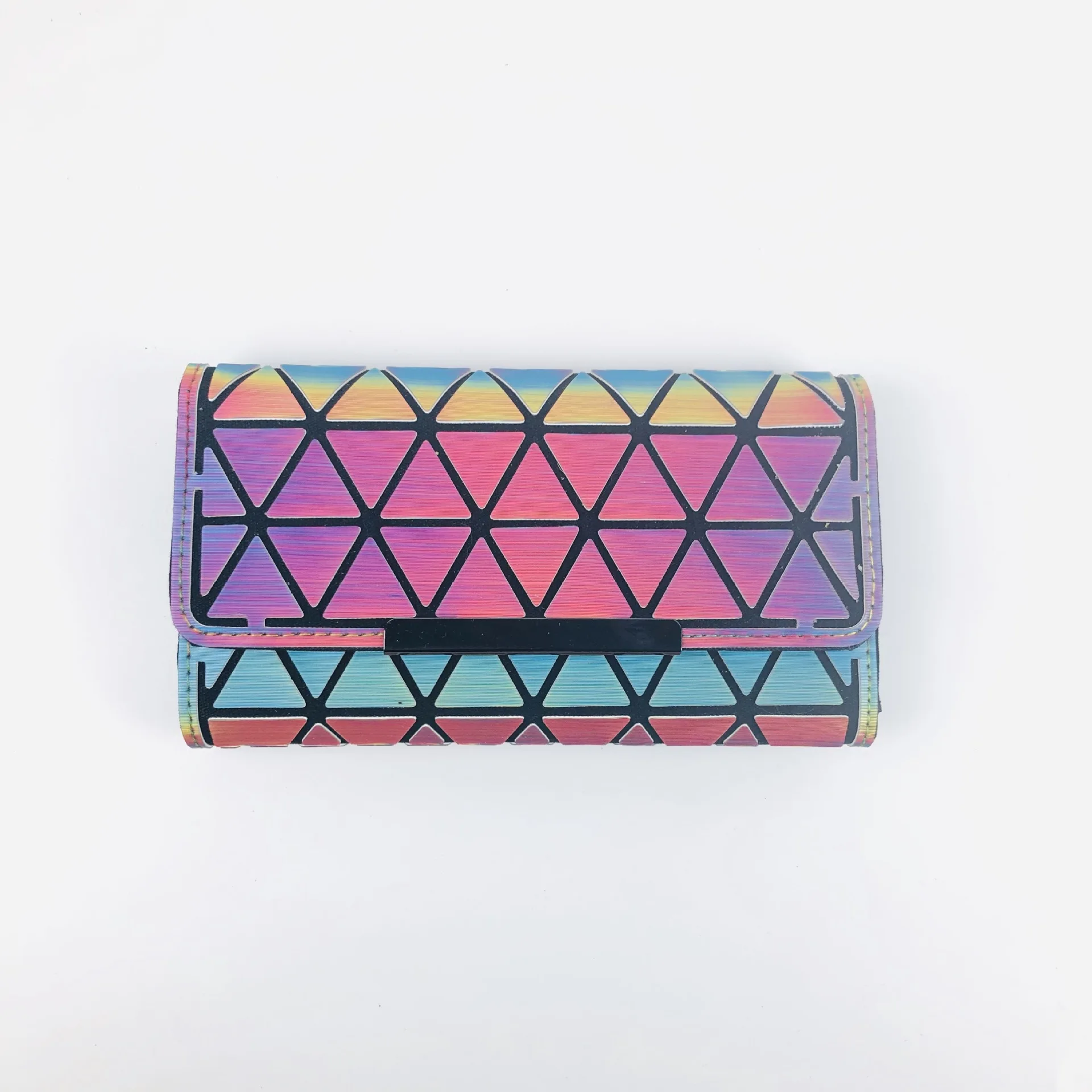 

High-End Tri-Fold Geometric Clutch 3D Rainbow New Trendy Long Wallet Diamond Women's Wallet