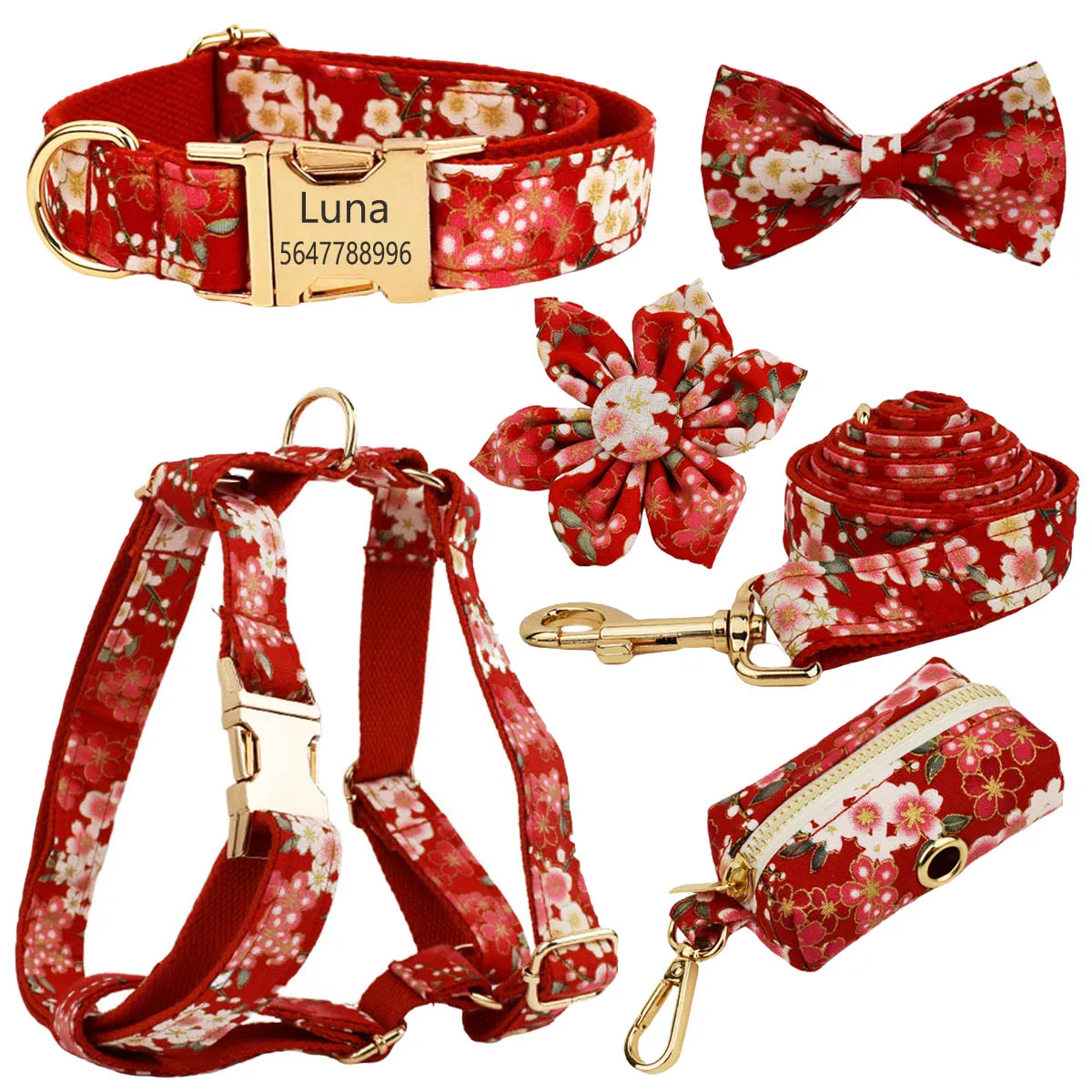 Собачий ошейник поводок бант цветок персонализированные именные ошейники для