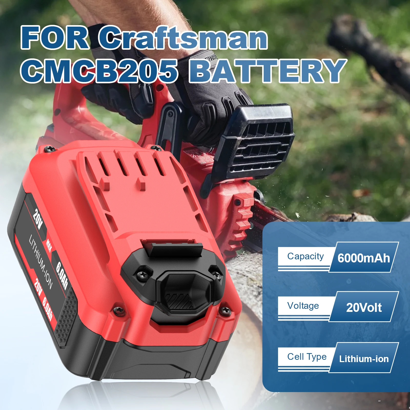 Для Craftsman CMCB205 6000 мАч 20 В литиевая батарея для CMCB204 CMCB206 CMCB202 CMCB201 аккумулятор