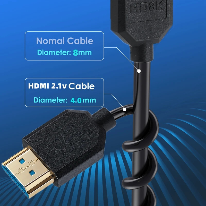 Угол 90 градусов HDMI — совместим со спиральными кабелями поддерживающими 48 Гбит/с