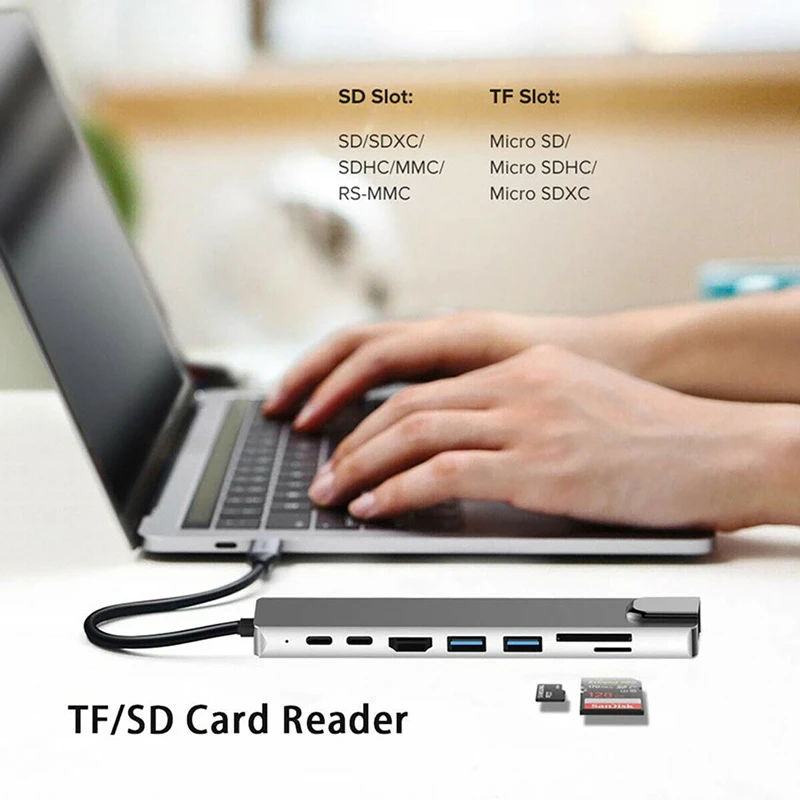 

USB 3.0 Type-C Hub To RJ45 HDMI Adapter 4K Thunderbolt 3 USB C Hub with Hub 3.0 TF SD Reader Slot PD for HP MacBook Pro/Air