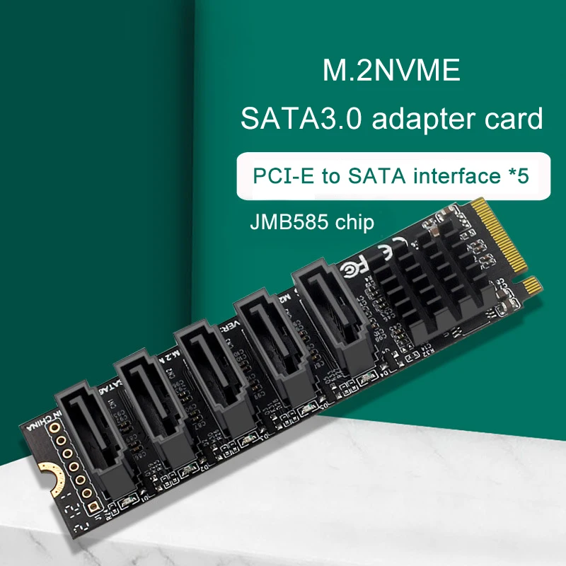 

M.2 NVME PCI-E PCIE X4 X8 X16 To 6 Port 3.0 SATA Adapter Card Riser III JMB585 6GB/S Chassis Server PC Computer Expansion