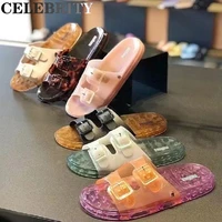 mrco jelly shoes hot buckle flat beach jelly slippers bow slides summer beach shoes woman slippers flat heels flip flops sandals
