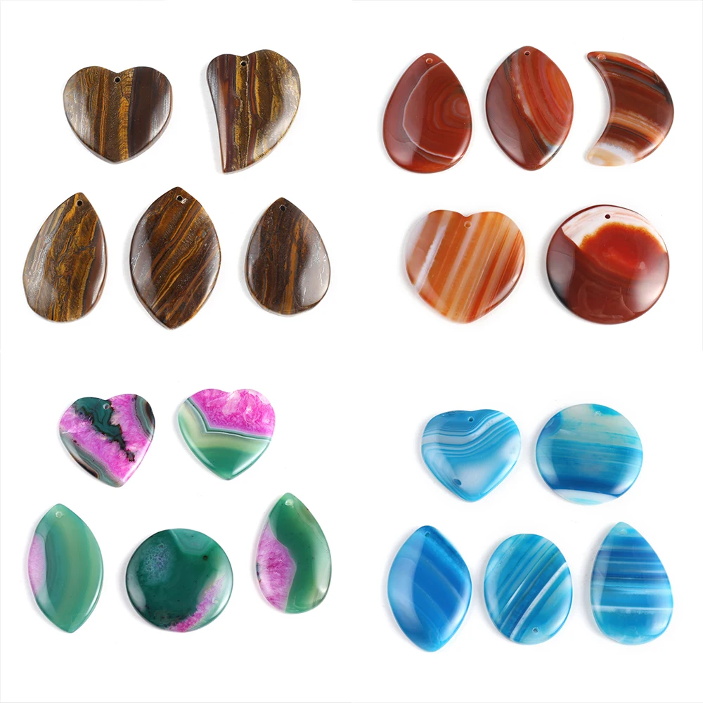

5pcs/lot Natural Stripe Stone Pendant Exquisite Natural Agates Pendant Charms for Making DIY Jewerly Necklace Accessories