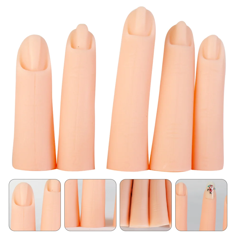 

5 Pcs Manicure Fingers Practice Nail Supply Training Silica Gel Fake Simulation Silicone