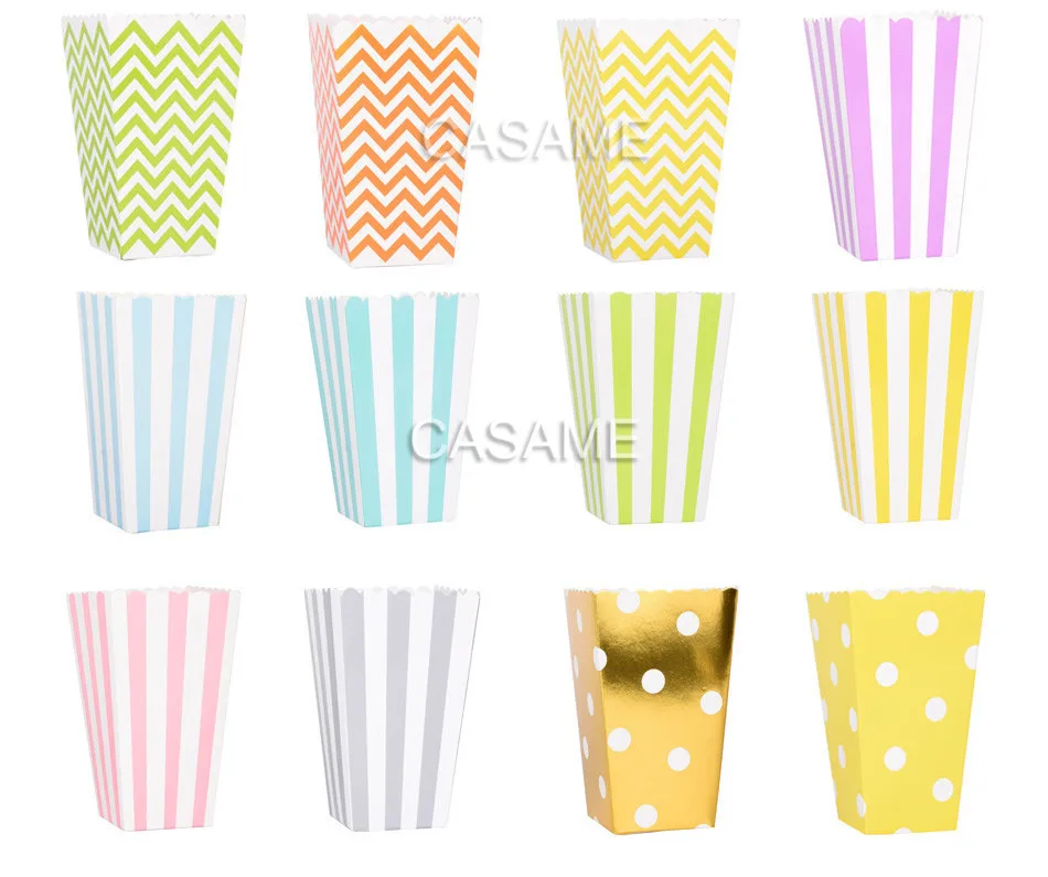 6 шт. розовые золотые Розовые жесткие бумажные Мини-коробки для попкорна