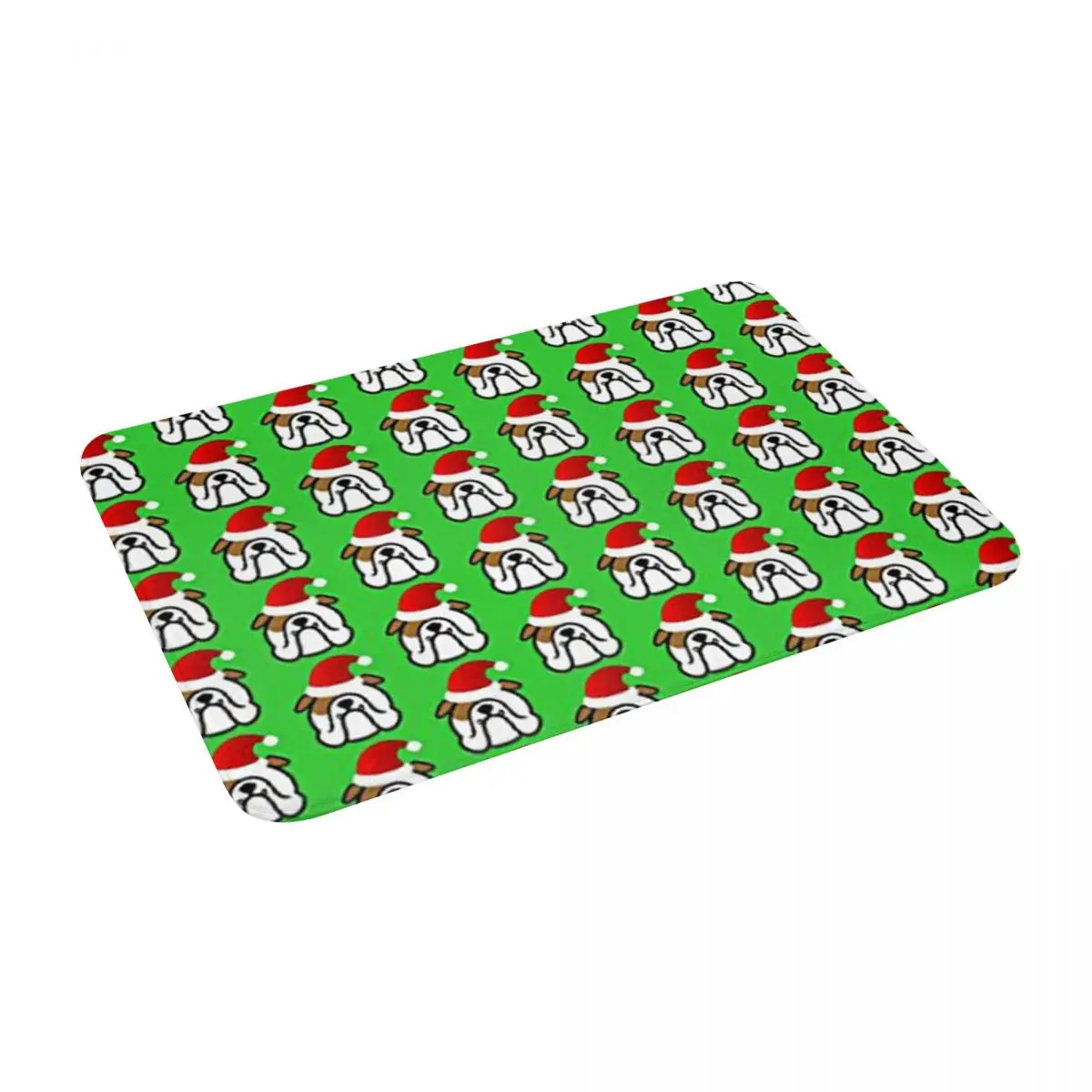 

English Bulldog Santa Christmas Non Slip Absorbent Memory Foam Bath Mat for Home Decor/Kitchen/Entry/Indoor/Outdoor/Living Room