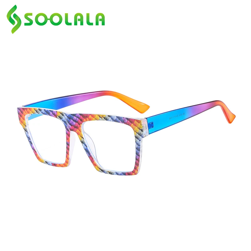 

SOOLALA 2023 Rainbow Square Reading Glasses Women Ladies Frame Presbyopic Magnifying Farsighted Eyeglasses +0.5 1.0 2.0 to 4.0