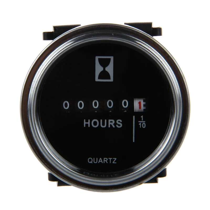 

Hour Meter 6 To 80 Volts DC - Round Silvery Trim Ring