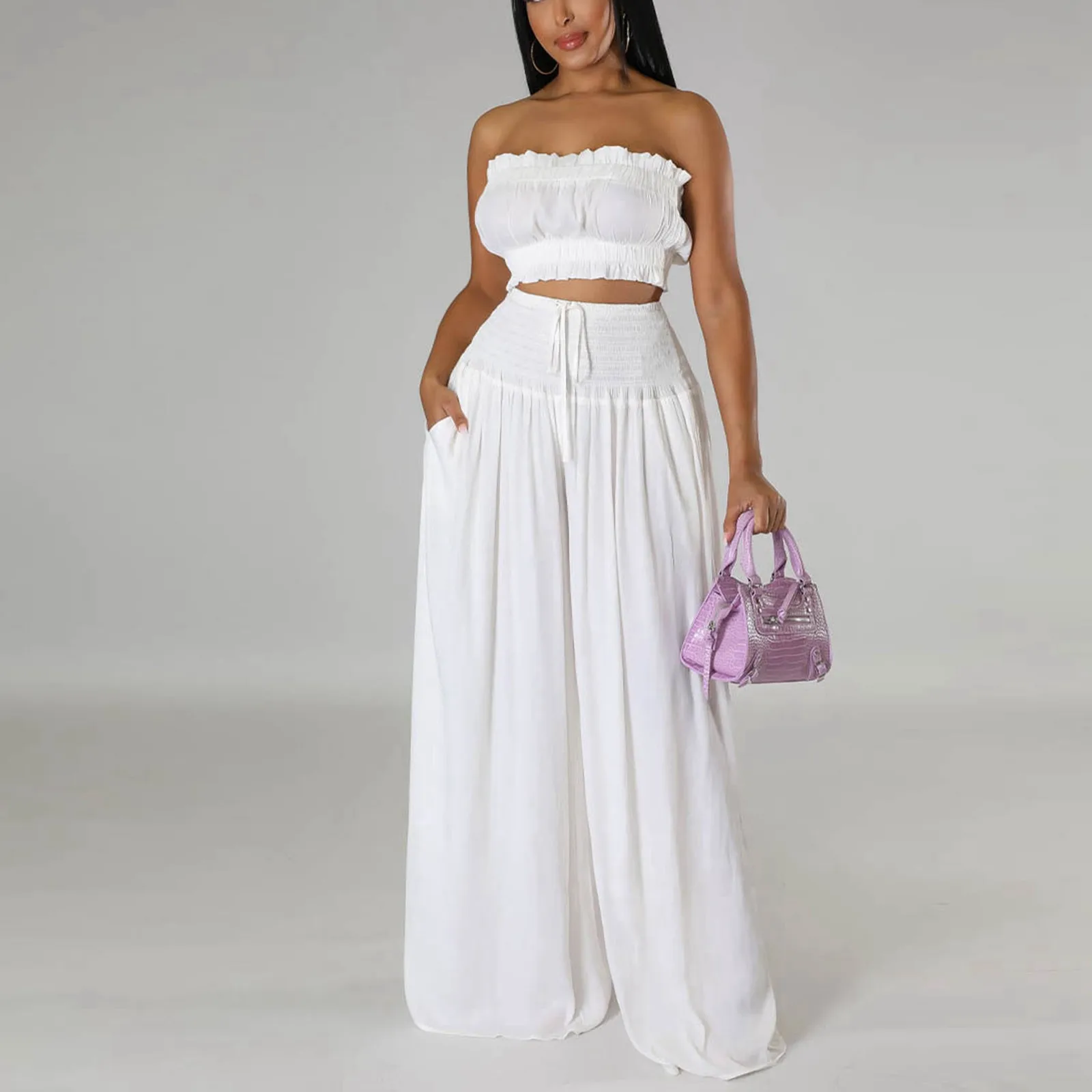 Женский комплект из 2 предметов стильный однотонный индивидуальный укороченный