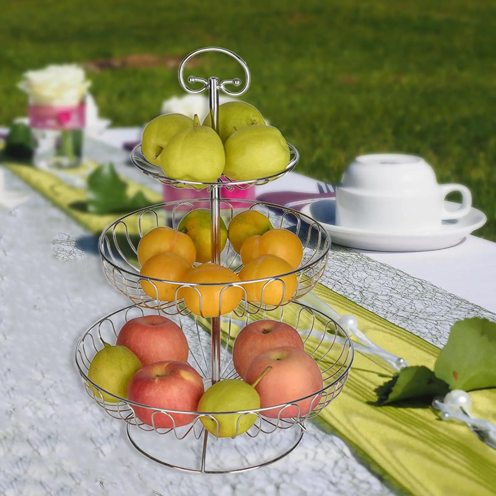 

3 Tier Fruit Basket Bowl Wire Vegetable Bowl Organizer Detachable Metal Wire Fruit Bowl Stand for Dining Room