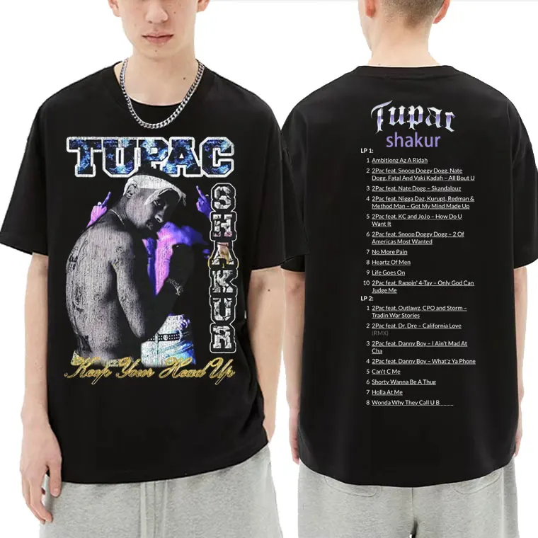 

New Rap Tupac 2Pac Shakur All Eyez on Me Album Lyric Oversized Graphic Tshirt Men Women Hip Hop Streetwear Man Vintage T-Shirts