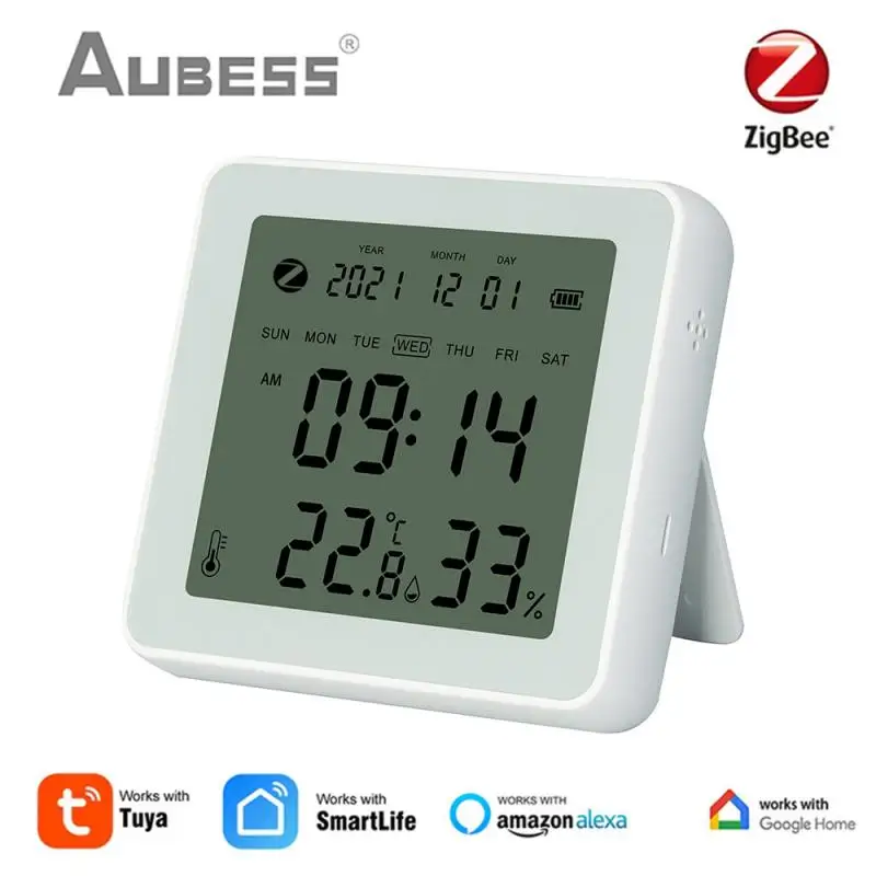 

Tuya ZigBee Smart Home Temperature And Humidity Sensor With LED Screen Works With Google Assistant And Tuya Zigbee Hub SmartLife