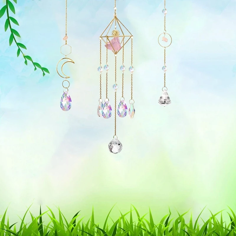 

3 Pack Suncatcher Crystal Sun Catcher Crystal Pendant Lighting Pendant Garden Decoration Chandelier Shadow Wind Chime