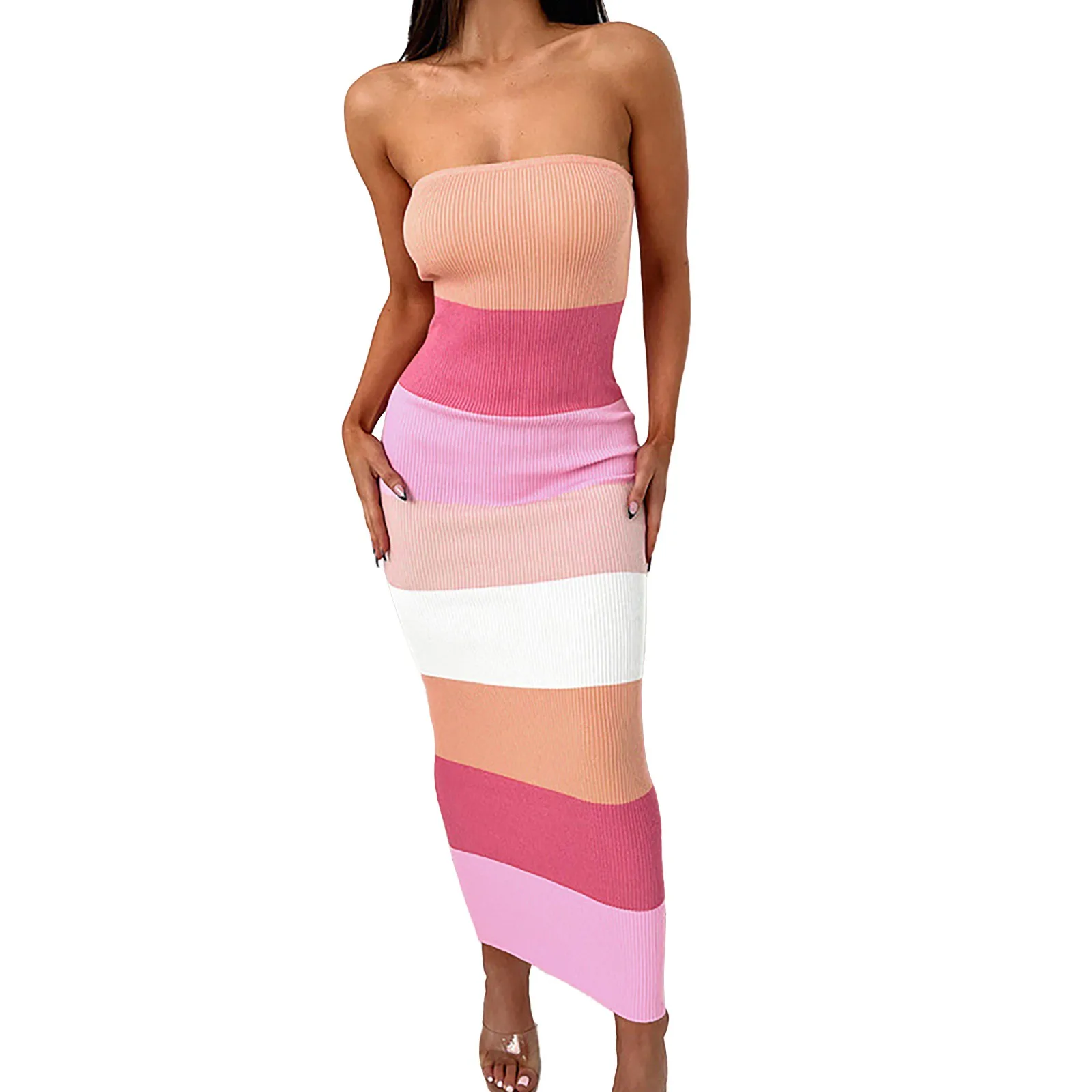 

Exotic Dresses Sexy for Women Personality Sexy Color Matching Dress Simple And Exquisite Design Straight Dress for Women