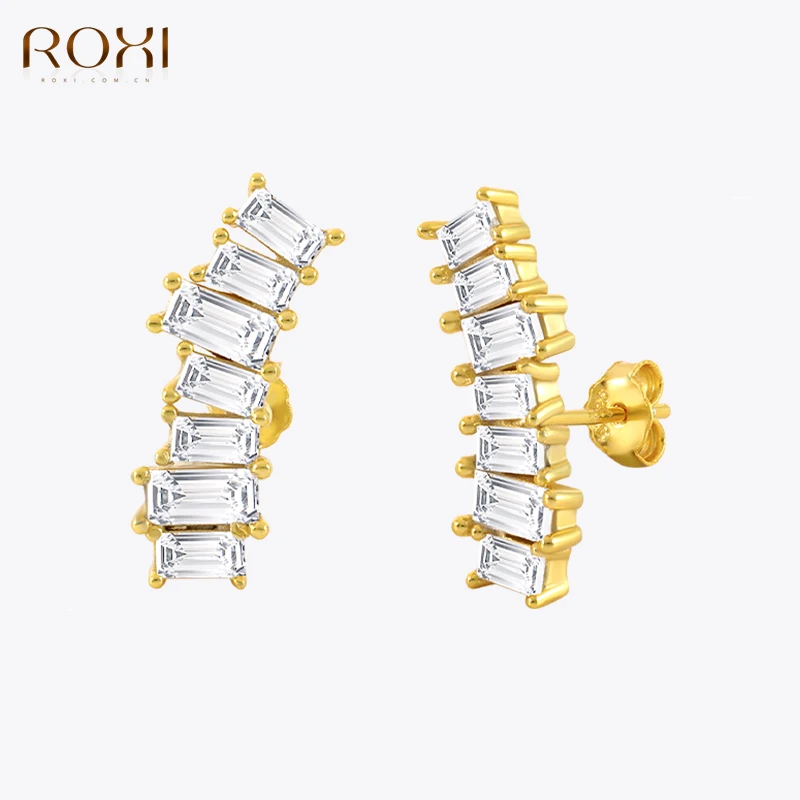 

Летние геометрические серьги-гвоздики ROXI с цирконом для женщин и девушек, серебро 925 пробы, уличные украшения в стиле Панк 18K