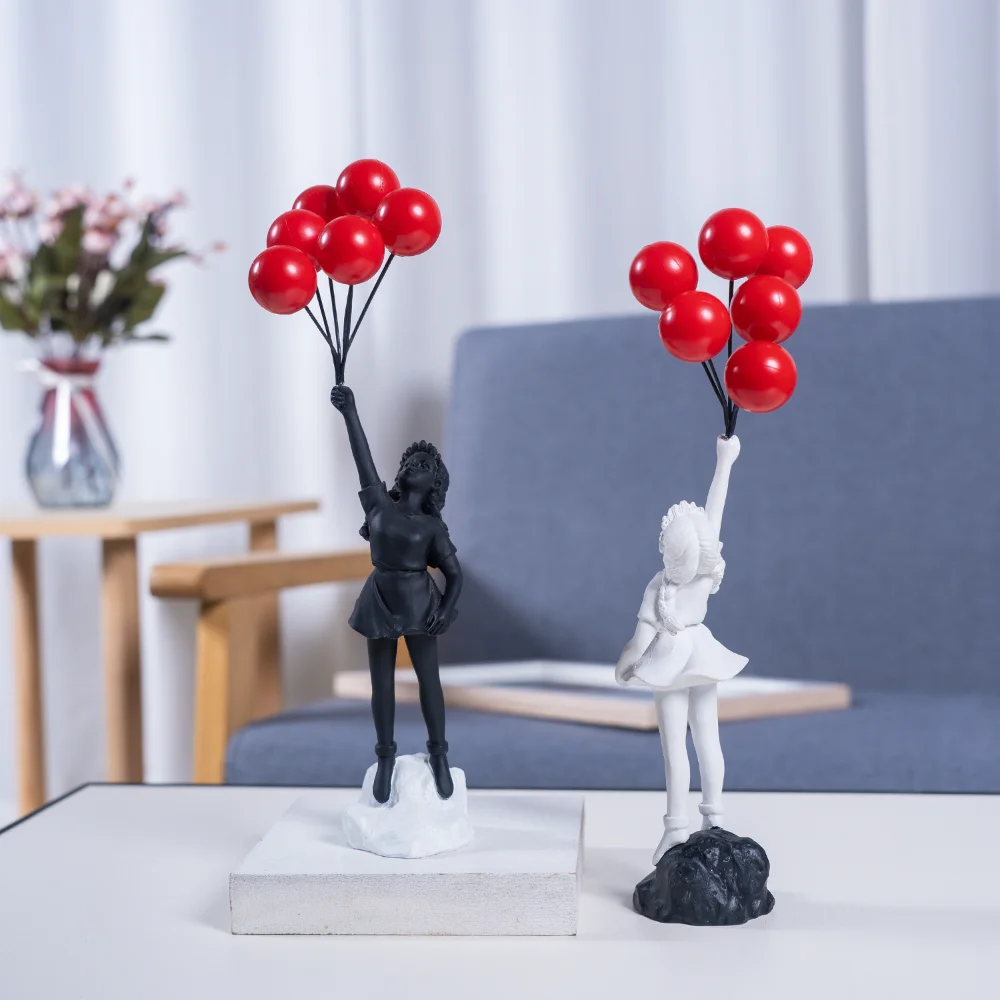 

Flying Banksy Balloon Girl Figurine, Home Decor Modern Art Sculpture, Resin Figure Craft Ornament, Collectible Statue