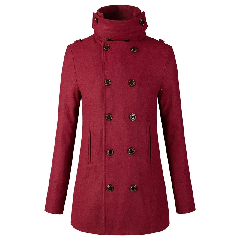 Осень/Зима 2022 Трендовое мужское облегающее длинное пальто с двумя пуговицами в