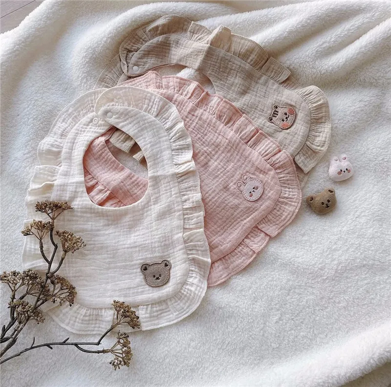 

Cute Baby Bibs Korean Fashion Lovely Cartoon Rabbit Bear Saliva Towel for Toddler Boy Girl Kawaii Cotton Gauze Bibs Baby Feeding