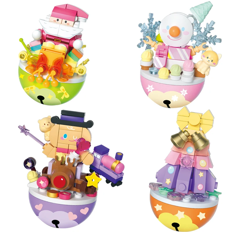 Новый аниме Kawaii мультфильм Рождественский стакан строительные блоки украшения