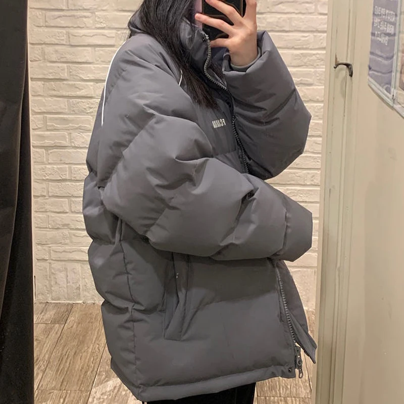 Trendy Basic Pure Cotton Down Padded Jacket for Female Women Winter Popular Soft Thick Leisure Stand Collar Outerwear Parkas New