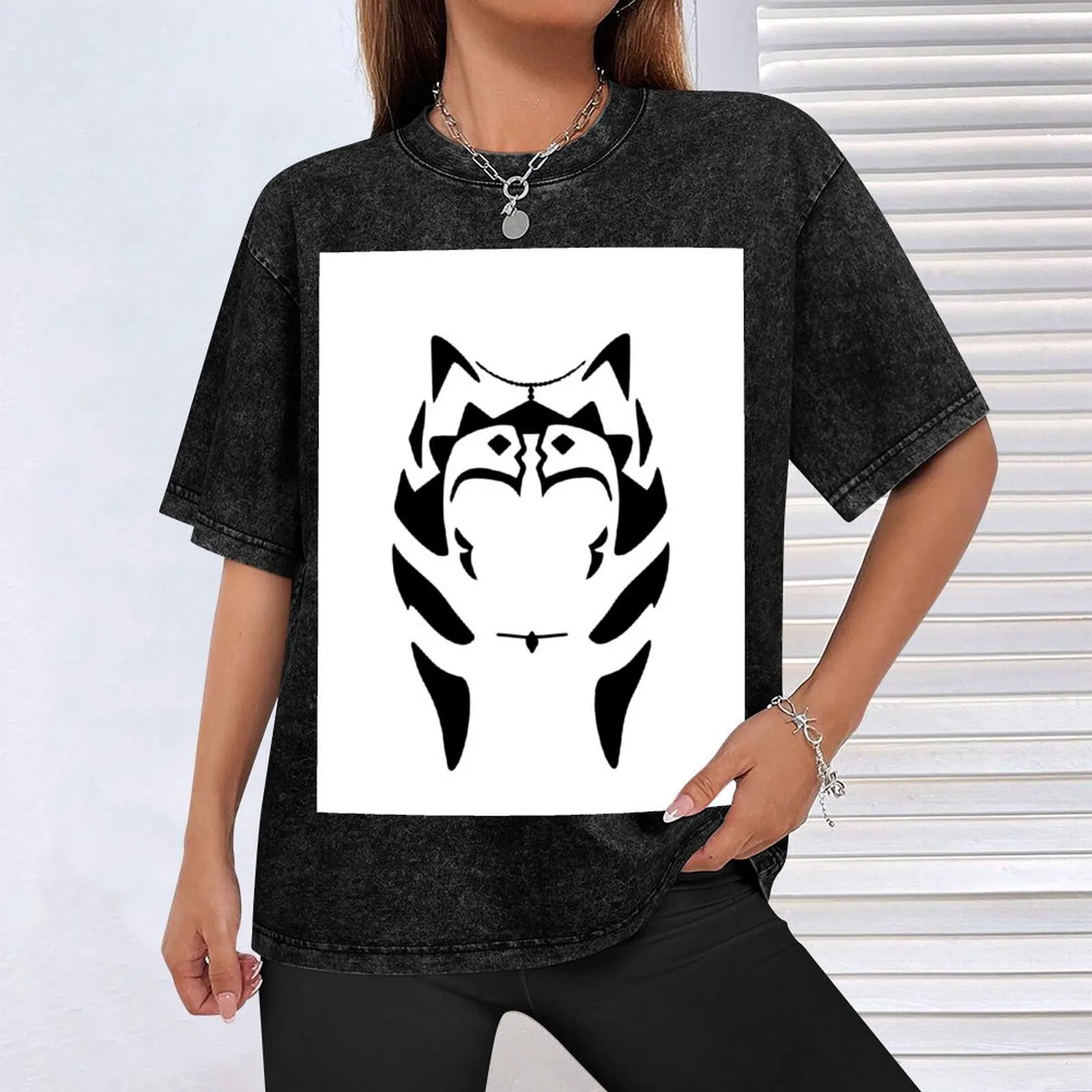 Футболка Ahsoka Tano лето 2025 года футболки большого размера в стиле аниме мужская