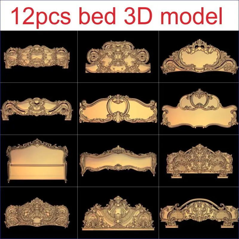 12pcs/set bed 3D Model STL relief for cnc STL format Furniture 3D STL format furniture decoration