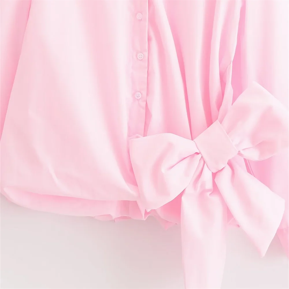 Женская модная рубашка с узлом-бабочкой