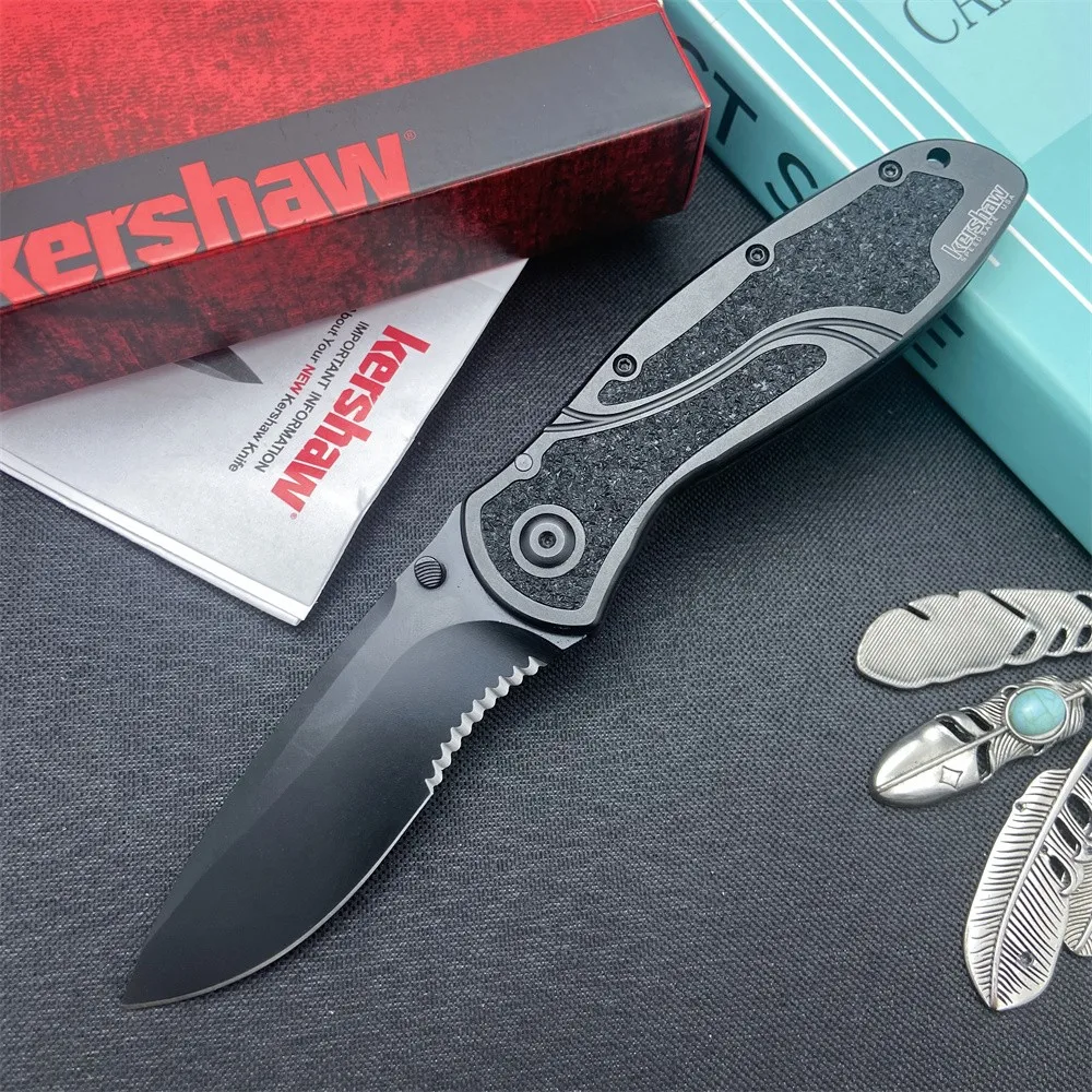 

KS Blur 1670BLK Half Tooth Pocket Folding Knife Aluminum Alloy Handle Outdoor Camping Hunting Tactical Sharp EDC Tool