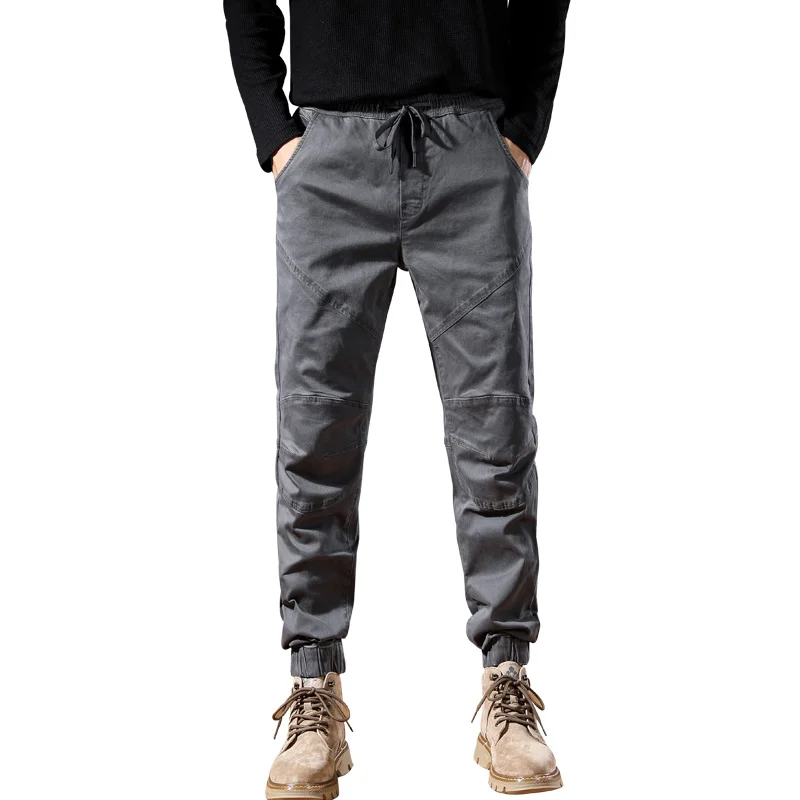 

Men's Joggers Pants Harem Spring And Autumn Men Casual Pants Elastic Waist Drawstring Patch Work Ankle Banded Trousers Top Brand