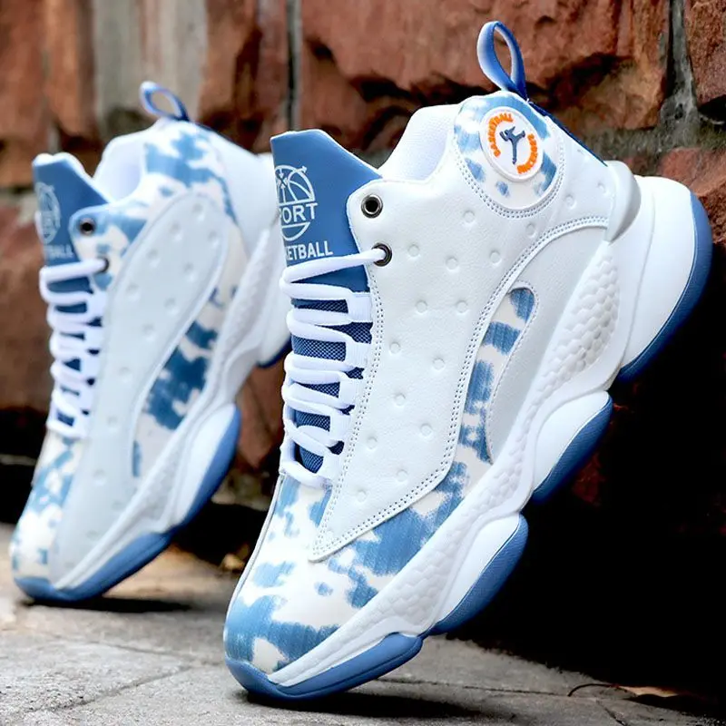 

Мужские кроссовки, Уличная Повседневная обувь, Нескользящая дышащая обувь с высоким верхом для баскетбола, Мужская Удобная Кожаная спортив...